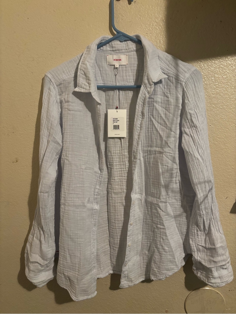 XiRENA Pale Blue Gauze Shirt Shirt- Lightweight Layer